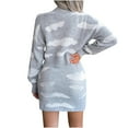thumbnail image 3 of Women's Long Sleeve 2 Piece Knit Outfits Cloud Print Crop Top Mini Skirt Set Bodycon Sweater Dress Fall Clothes Set, 3 of 4