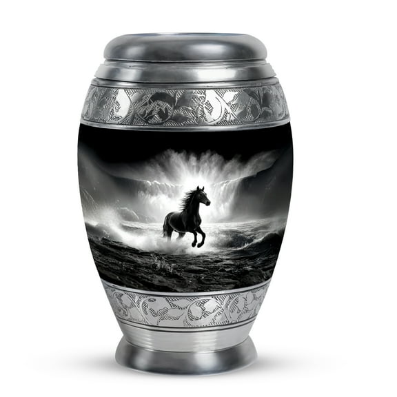 MUKTIVE Waterfall Urns for Ashes Adult Male Cremation, Small Black Burial Urn for Human Ashes, Horse Burial Urns, Decorative Handmade Urn for Father & Mother, 3 Inch