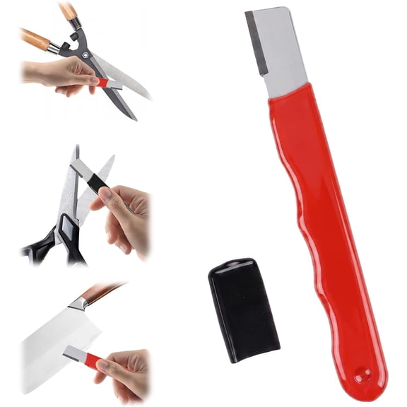 Handheld Garden Tool Sharpener for Sharpening Pruning Shears, Scissors | Quickly Restores Blade Sharpness in 30 Seconds, Compact Pocket Blade Sharpening Tool for Camping, Garden & Garage Use(Red)