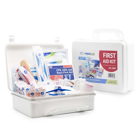 Primacare KC-25PPWM 25 Person Compact First Aid Kit with 157 Pieces Emergency Medical Supplies, Portable Kits for Home, School and Office, Wall Mount, 10x7x3 inches