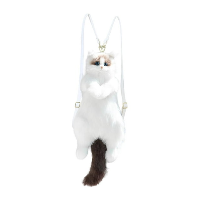 Bonita mochila de peluche con forma de gato, mochila de dibujos animados para niños, amantes de los gatos, regalo para adolescentes Estilo A