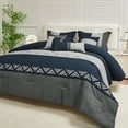 thumbnail image 3 of HIG 7 Piece Embroidery Design Bed-in-a-Bag, Navy King Size Ultra Soft Comforter Set for Adults, 3 of 13