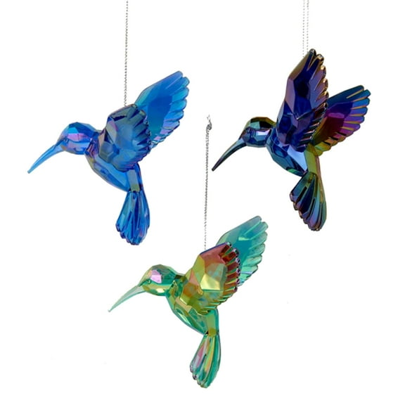 Shiny Acrylic Hummingbird Ornaments (Set of 3 Assorted)