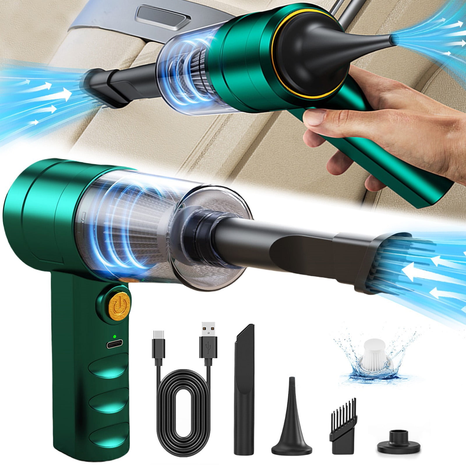 Infidev Portable Wireless Car Vacuum Cleaner with High-Power Suction and Blower Function, Rechargeable for Home and Auto Use Clearance