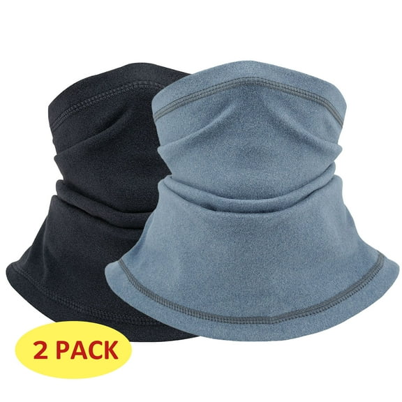 2 Pack Winter Neck Gaiter Face Cover Scarf for Men Women Windproof Ski Mask Black Blue