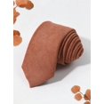 thumbnail image 1 of 1pc Men's Trendy Solid Coral Orange Plush Soft Textured Necktie For Party Festival Occasions, 1 of 5