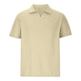 thumbnail image 5 of SDNall Waffl Shirts for Men Solid Color Turndown Collar Top Short Sleeve Neck Shirt Mens Shirts (Khaki,Sizes:S-3XL), 5 of 9