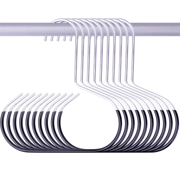HZCrisp 10-Pack Hat Organizer Hooks for Closet Rod, Black Metal Cap Hangers with Non-Slip Coating, Space-Saving Storage for Baseball Caps, Hats, Ties and Accessories