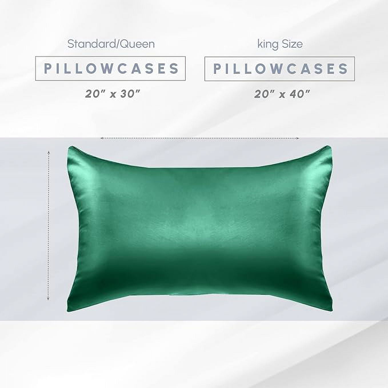 Cooling Viscose Satin Pillowcase 6-Pack Set with Hidden Zipper Closure, Standard/Queen, Hunter Green