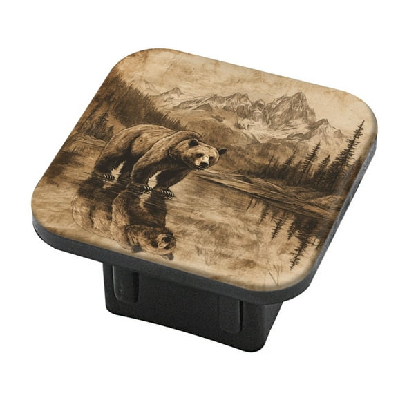 Hitch Cover Fits For 2-Inch Hitch,Majestic Bear Surveying Its Natural Domainrubber Trailer Hitch Cover Tube Plug Insert,Car Exterior Accessories, Receiver Tube Hitch Plug