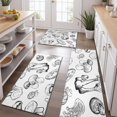 thumbnail image 2 of Black Mushroom Line White Pattern Kitchen Rugs Sets Of 3,Kitchen Runner Rugs Non Skid Washable,Decorative Kitchen Floor Mats for Kitchen,Sink,Laundry,17"x30"+ 17"x47" + 17"x59", 2 of 6