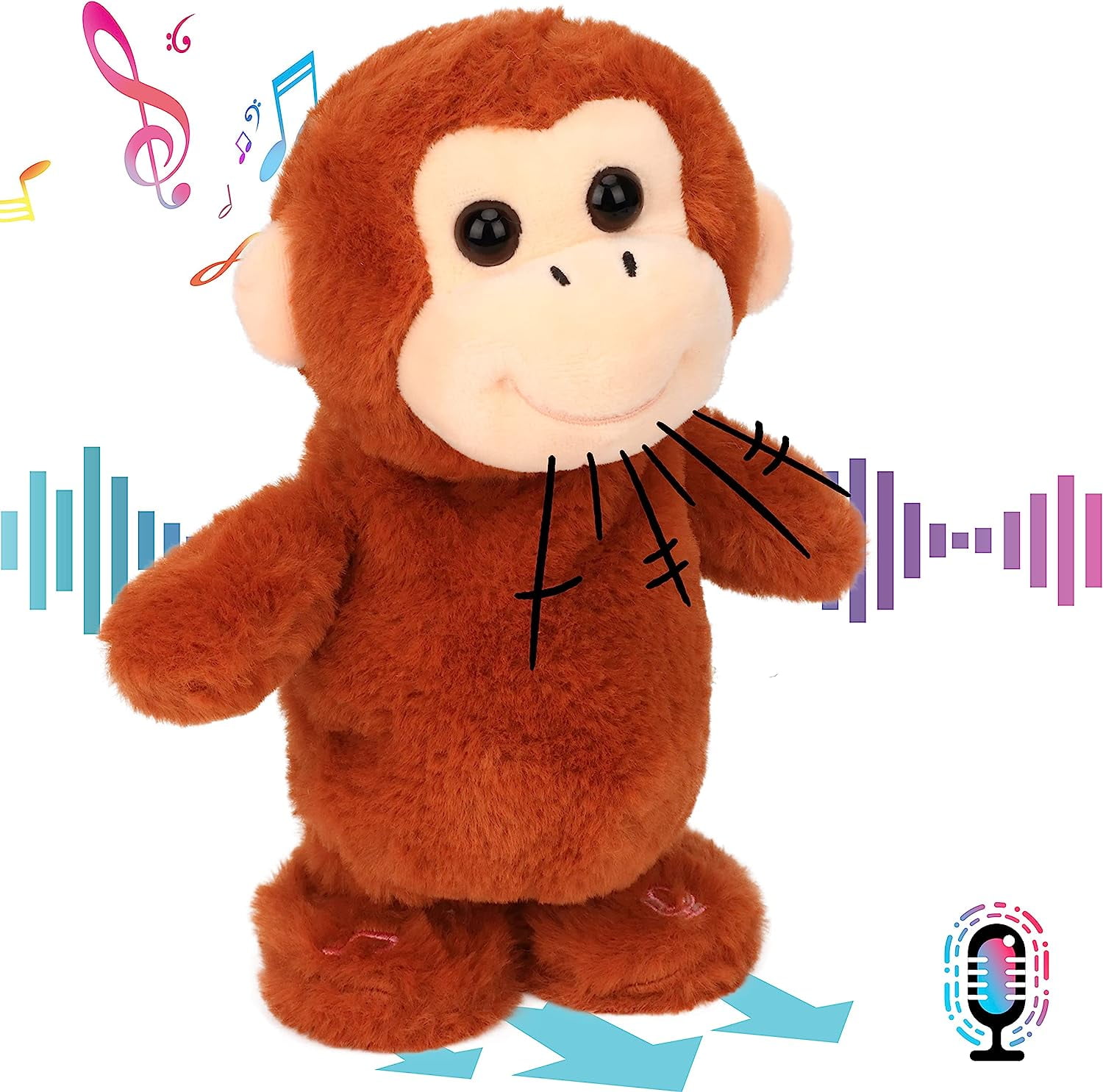 Hopearl Talking Monkey Repeats What You Say Walking Speaking Plush