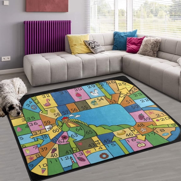 FREEAM Board Game Non Slip Area Rug for Living Dinning Room Bedroom Kitchen, 4' x 6'(48 x 72 Inch), Worksheet Preschool Nursery Rug Floor Carpet Yoga Mat