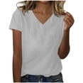 thumbnail image 2 of tarylea Summer Tops for Women Short Sleeve V Neck T-Shirt Tops Casual Loose Comfy Basic Solid Color Dailywear Tops, 2 of 4