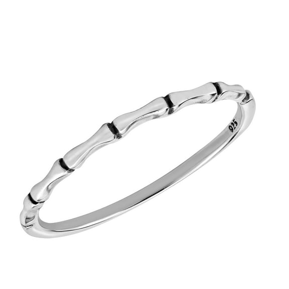 Cool Skinny Bone or Bamboo Link Band Sterling Silver Ring-8