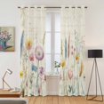 thumbnail image 2 of Leaf Wildflower Kitchen Curtains 96 Inch Length, Vintage Country Plant Floral Leaves Grommet Top Bedroom Living Room Curtains, Light Filtering Cafe Curtain Drapes 2 Panels Set 104''x96'', 2 of 9