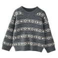 thumbnail image 2 of AHTJRT Girls Fair Isle Sweater Fall Winter Warm Stretchy Crewneck Pullover Vintage Aesthetic Geometric Patterns Jumper Tops Gray 5-6 Years, 2 of 7