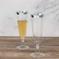 thumbnail image 1 of HLONK 12 Pack | 6oz Gold Rim Glittered Plastic Champagne Glasses  Disposable Flutes With Detachable Base, 1 of 11