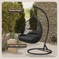 thumbnail image 4 of LeisureMod Hanging Swing Chair Two-Person Seater Egg Chair Black Frame in Teardrop Design with Armrest Removable Zippered Washable Polyester Cushion Cover for Indoor and Patio Recluse Collection, 4 of 11