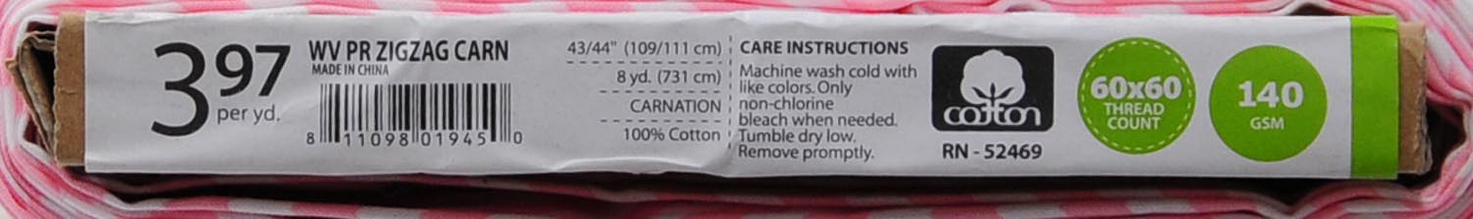 Waverly Inspirations 8 Yard Bolt 100% Cotton Fabric Zigzag, Carnation, 44" Wide for Quilting & Sewing