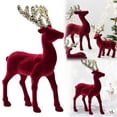 thumbnail image 2 of Clearance Christmas Decoration Indoor 100PC Christmas Reindeer Tabletop 8.6" H Red Flocking Standing Deer Decorations, Indoor Decorative Ornaments for Kitchen Mantle Shelf Office Home Décor (Red-A), 2 of 9