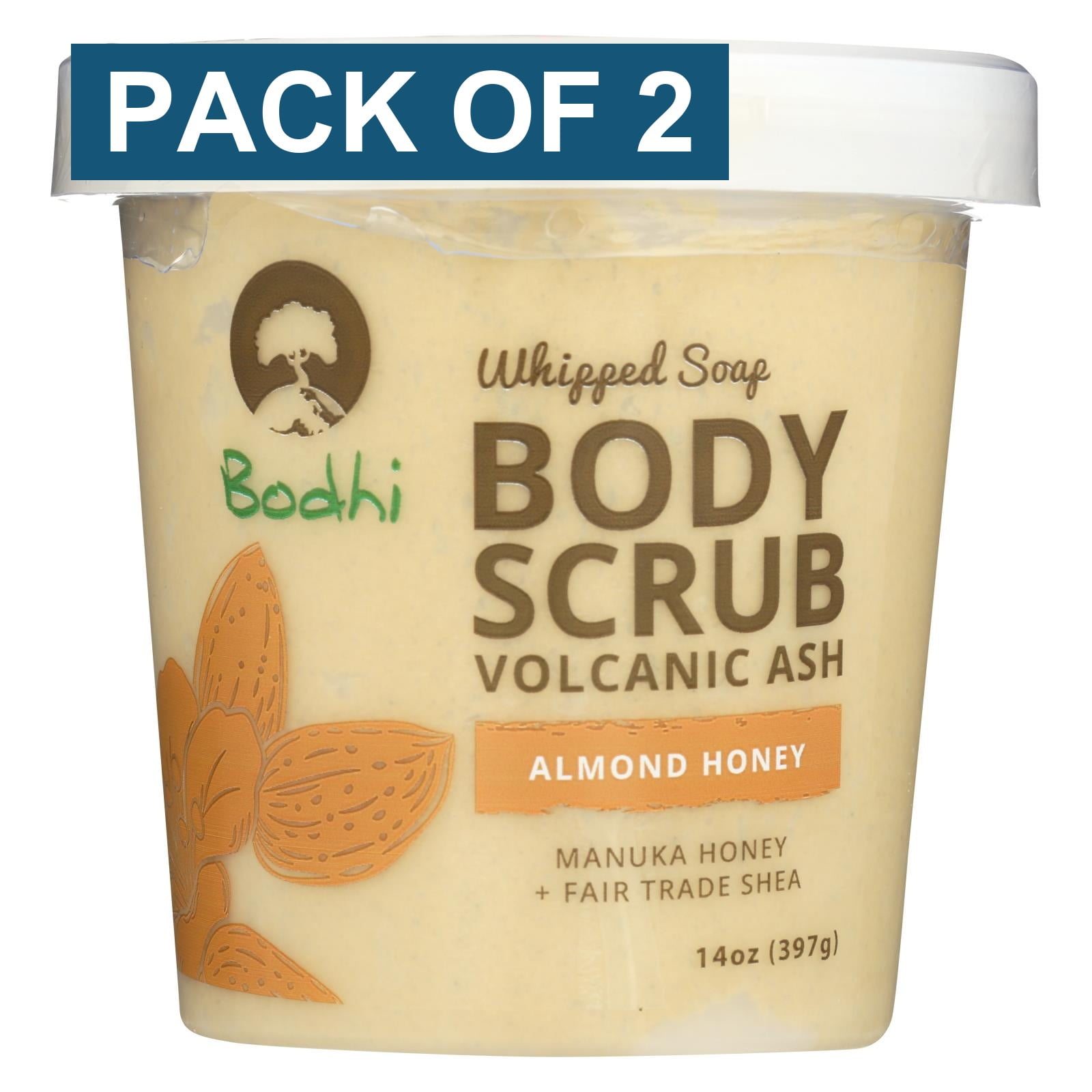 Bodhi - Body Scrub - Almond Honey - Case of 1 - 14 oz. - Pack of 2