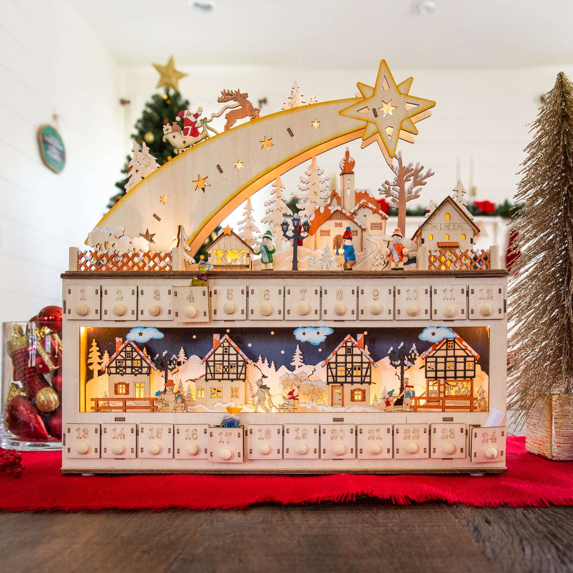 Best Choice Products Wooden Christmas Advent Calendar, Shooting Star w/ Battery-Operated LED Light Background - Walmart.com best-choice-products-wooden-christmas-advent-calendar-shooting-star-w-battery-operated-led-light-background-walmart-com