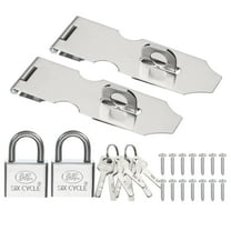Uxcell Door Lock Hasp Latch, Stainless Steel Safety Hasp Lock Clasp Hinge Packlock with Screw/Key Silver/Silver 4.25"