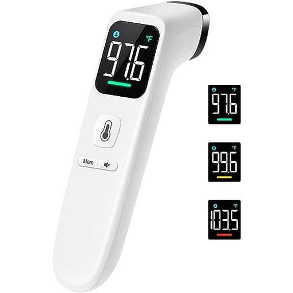 Touchless Thermometer for Adults and Kids,Fast Accurate Thermometer with Fever Alarm,1S Reading & Silent Mode (LED-White)