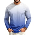 thumbnail image 3 of GrmtClth Shirts For Men Seamless Ombre Gradient Long Sleeve Crewneck Shirts Loose Relaxed Fit Lightweight Spring Fall Athletic Daily Pullover Tops Blue L, 3 of 7
