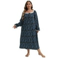 thumbnail image 2 of Monfince Nightgowns for Women Soft Sleepwear Floral House Dress Short/Long Sleeve Comfy Night Dress for Ladies Blue US 12-20, 2 of 7