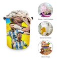 thumbnail image 3 of Lionel Messi Cesta de lavandería de gran capacidad redonda con asa, bolsa para ropa sucia plegable, almacenamiento para dormitorio, baño y lavadero 44x35 cm, 3 of 6