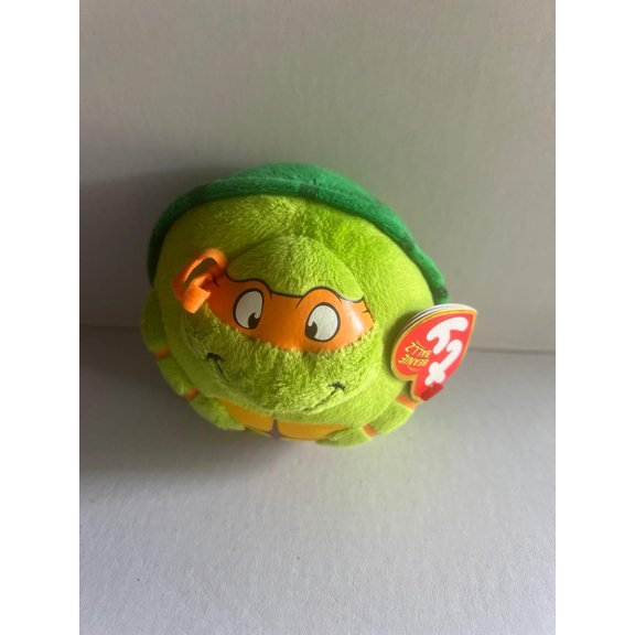 Ty Beanie Ballz Teenage Mutant Ninja Turtles MICHELANGELO 5" Plush Toy New (BONUS 1 FUN CHOPS & 1 ZIPPER BRACELET)