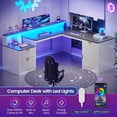 thumbnail image 7 of 66" Modern L Shaped Computer Desk with 3 Drawers and Storage Cabinet, Fluted Home Office Desk with Led Lights, Wood Executive Desk, 7 of 7