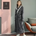 thumbnail image 6 of Long Sleeve Bathrobe for Women Fleece Women's Nightgowns & Sleepshirts Oversize Fitness Women's Robes House Womens Robe Grey, 6 of 9