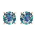 thumbnail image 3 of 14K Solid Gold Screw Back Stud Earrings for Women | 3 cttw Round Cut Blue Moissanite | Rose Gold, 3 of 5