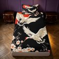 thumbnail image 4 of Homewish Chic Crane Twin Sheets, Japanese Cherry Blossoms Bedding, Black Beige Red, 3-Piece, 1 Flat Sheet, 1 Fitted Sheet and 1 Pillowcase, 4 of 6