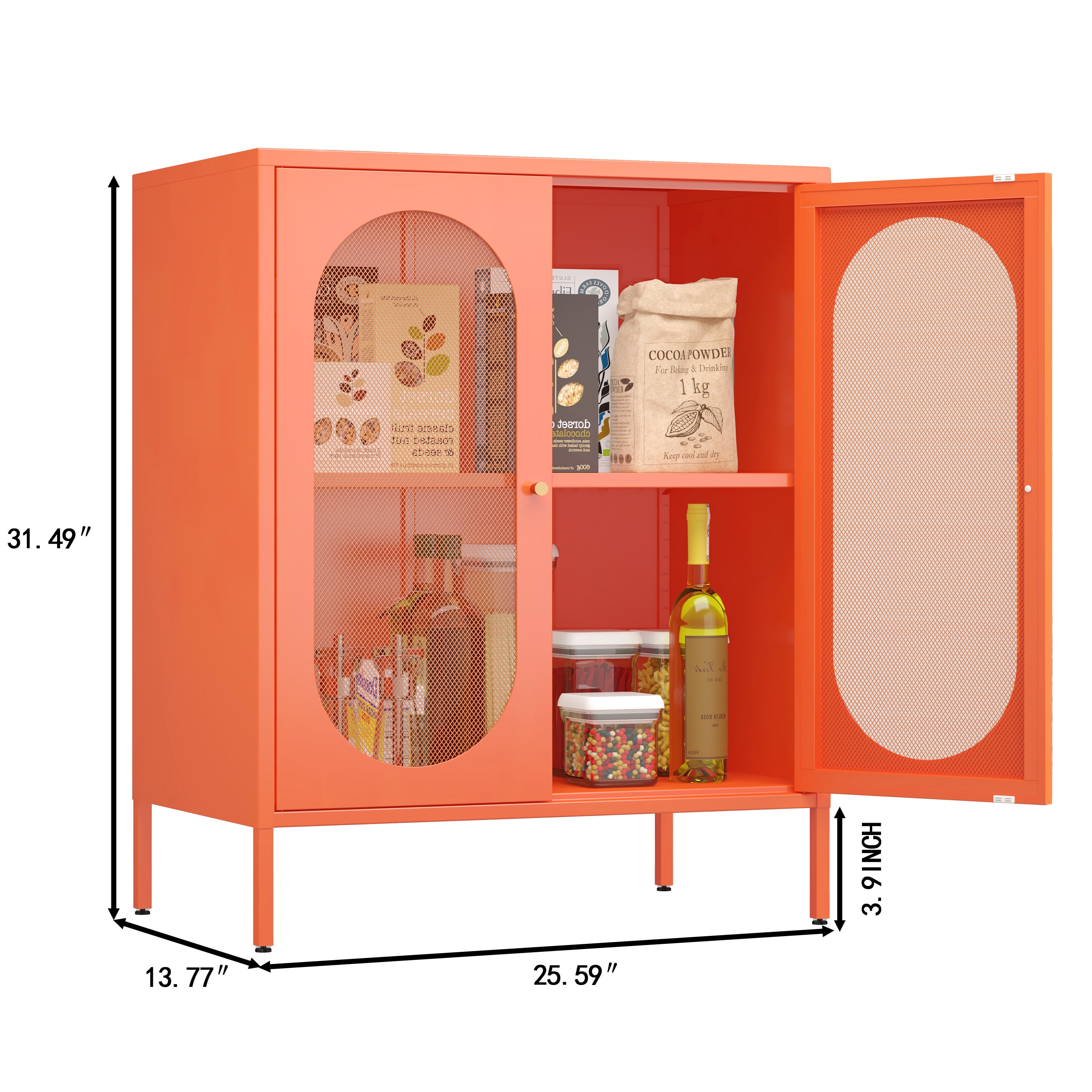2 Door Accent Cabinet,Metal Storage Cabinet with Adjustable Shelf,Buffet Sideboard for Bed Room,Living Room,Entryway,Hallway,Home,Hotel,Office,Garage,Kitchen,1 Removable Shelf.