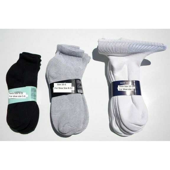 6PR  91% Men's Cotton Diabetic Ankle Quarter Socks