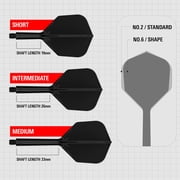 Target Darts K-Flex Integrated Dart Flights and Shafts, Short Stem (19mm), No.6 Flight, 9-pack Bundle, Black, White & Clear | Kflex 2 In 1 Flight and Stem, Professional Darts Accessories