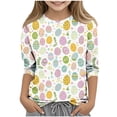 thumbnail image 1 of Wo-Fusoul Chemise de Pâques pour Enfants, Haut à Manches 3/4 Col Rond avec Imprimé de Vacances, Blouse Décontractée à Manches Longues pour Garçons et Filles de 3 à 13 Ans, 1 of 7