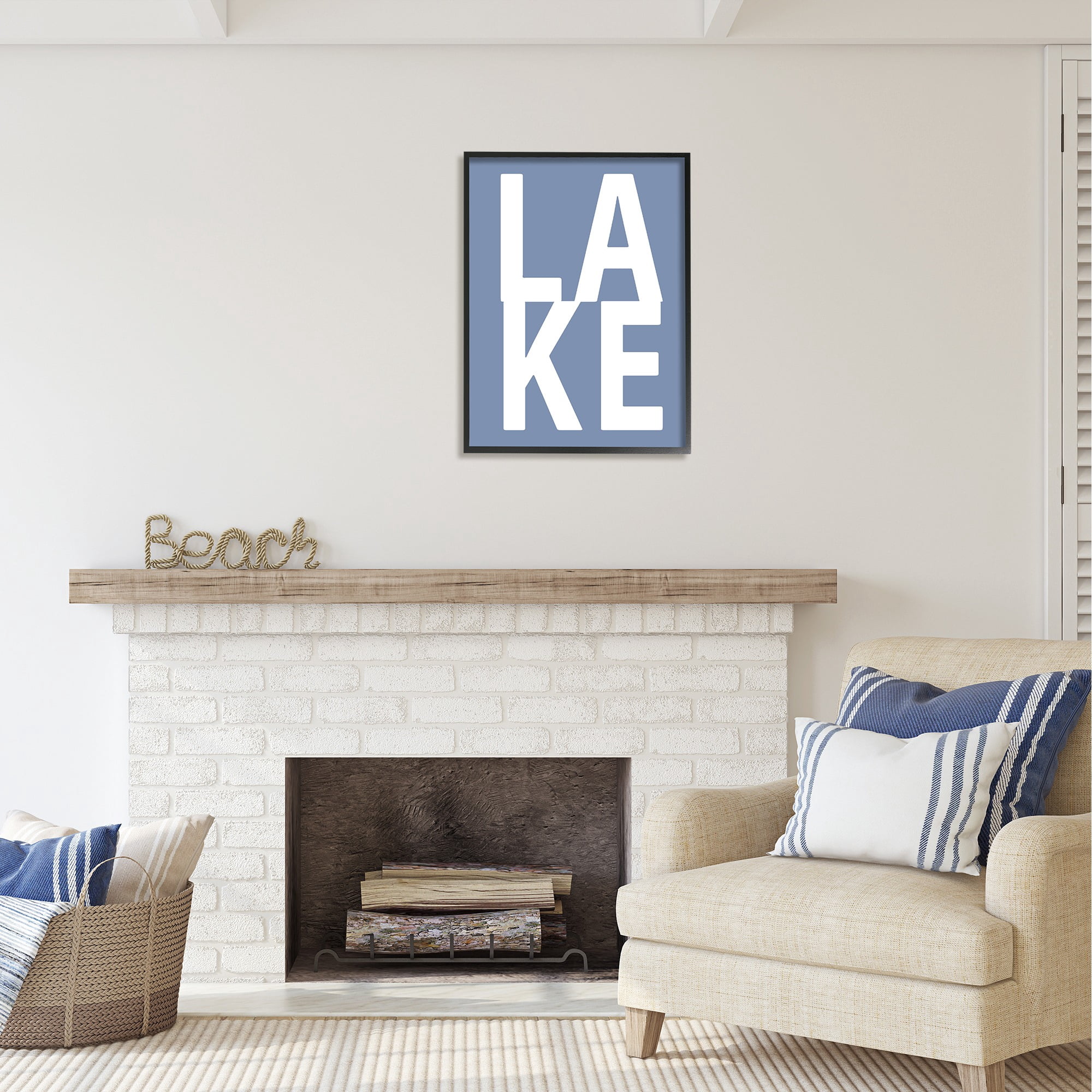 Stupell Industries Lake House Text Nature Painting Black Framed Art Print Wall Art, 24 x 30