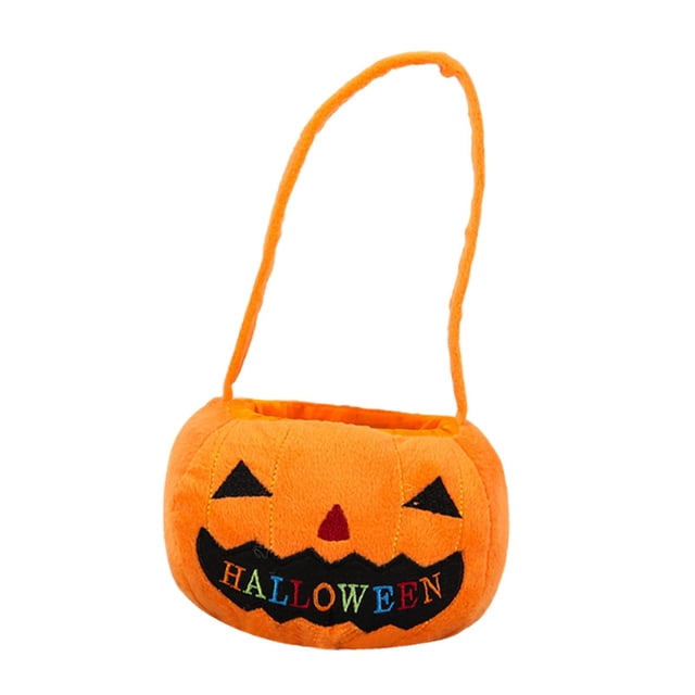 Bolsa de o trucos de Halloween, bolsa de peluche, suministros para fiestas infantiles, decoración de Halloween con asa, cesta de