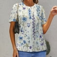 thumbnail image 6 of Floral Colorful Flower Womens Tops Women's Fashion Casual Short Sleeve Flower Print Round Neck Pullover Top Blouse, 6 of 6