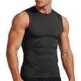 thumbnail image 2 of Men's Summer Quick Dry Elastic Fitness Tank Top Breathable Sports Training Running T-Shirt Top Muscle Fit Gym Workout Beach Vacation Streetwear Outfits | AESTIVO,Black L, 2 of 8