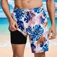 thumbnail image 2 of XUNKUSGA Mens Swim Trunks Fashion Tropical Hawaiian Printed Shorts Men with Compression Liner Lightweight Quick Dry Drawstring Elastic Waist Swim Trunks Men,Blue,S, 2 of 6