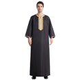 thumbnail image 1 of Robe Kaftan Longue pour Hommes Musulmans Saoudiens, Blouse, Thobe de Dubaï, Robe Noire, 1 of 3