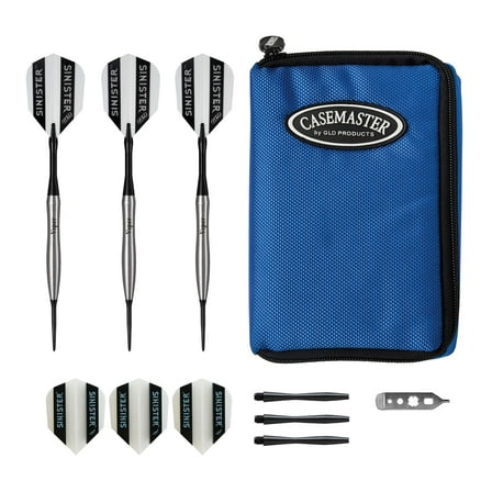 Viper Sinister Tungsten Steel Tip Darts 24 Grams and Casemaster Select Blue Nylon Dart Case