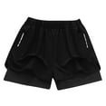 thumbnail image 4 of Yaoyar Mens Athletic Running Shorts, Men Large Size Solid Color Casual Fashion Loose Sports Three-quarter Pants Drawstring Pockets Double Layer Exercise Shorts Pants, 4 of 9