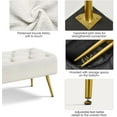 thumbnail image 5 of LYYHTY Dining Bench, Button-Tufted Upholstered Bench with Gold Metal Base for Kitchen, Living Room, Entryway - Ivory, 5 of 10